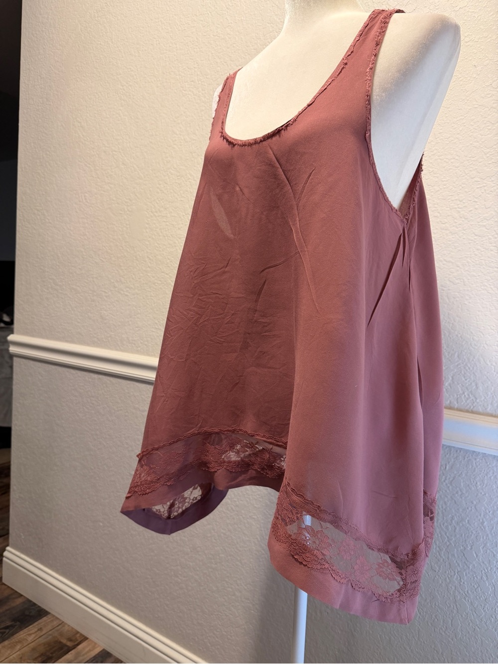 Free People Lace-Trim Women's Tank Slip in Mauve - Picture 3 of 5